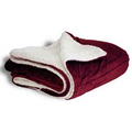 Micro Mink Sherpa Blanket 50"X60" (Embroidered)--Maroon ***FREE RUSH***